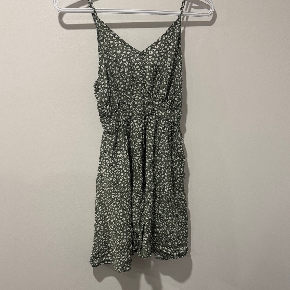 SHEIN Green Floral Mini Dress